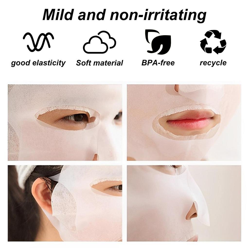New Silicone Face Mask Cover Prevent Mask Essence Evaporation Speed Up The Absorption Moisturizing Facial Mask Cover Reusable Pink/White
