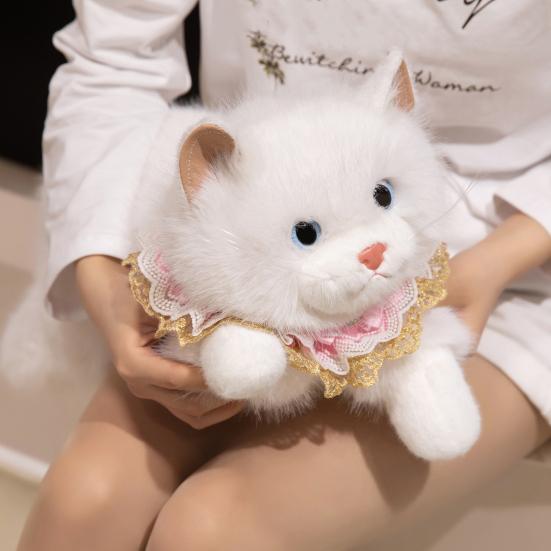 Lifelike Siamese Cat Plush Toy with Sound Soft Stuffed Animal Kitten Realistic Cuddly Companion Birthday Gift for Kids Cat Lovers
