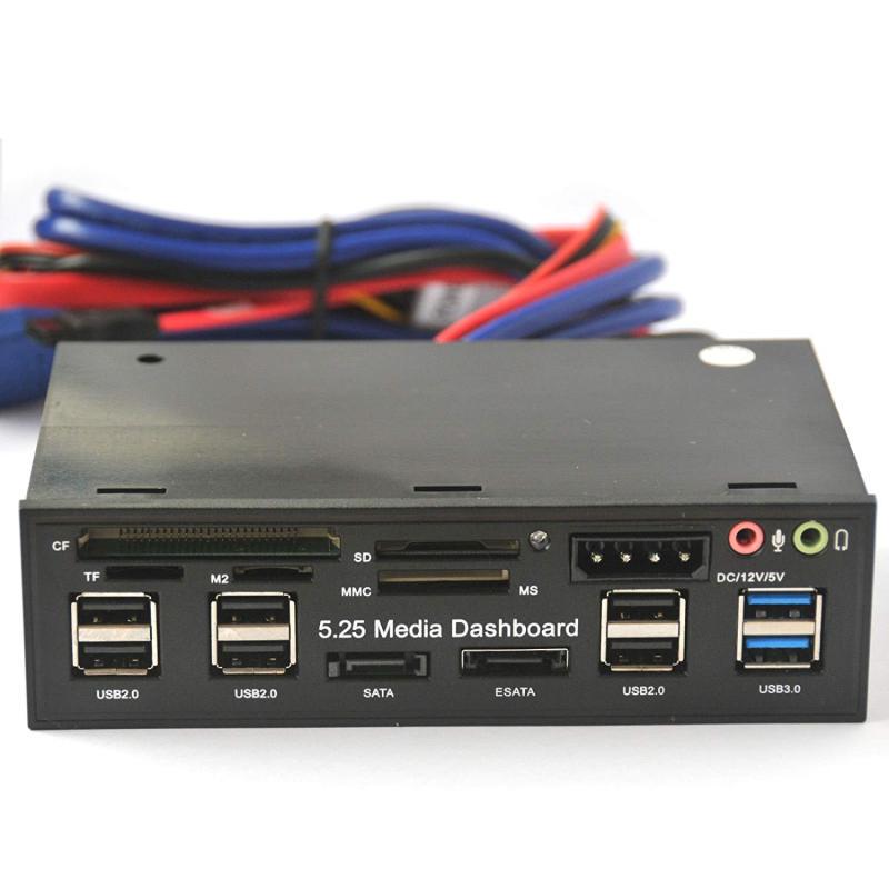 USB 3.0 Hub Multi-Function eSATA SATA Port Internal Card Reader PC Media Front Panel Audio for SD MS