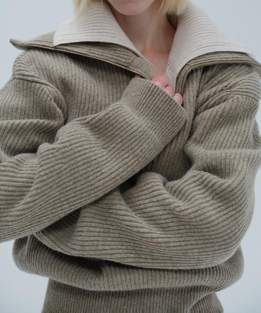 Daiaegeuneol Sailor Half Zip Up Knit (Brown)