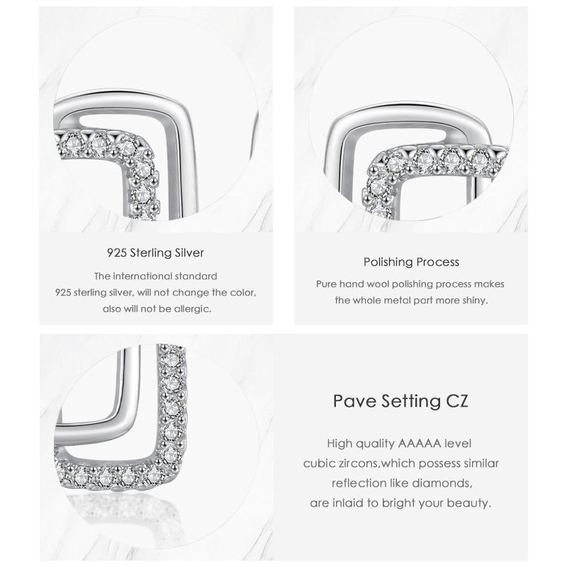 Modian 925 Sterling Zilver Dubbele Geometrische Mode Stud Oorbellen Voor Vrouwen Meisje Clear CZ Anti-allergie Fijne Sieraden