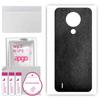 apgo Protective Skin Sticker for the Back Compatible with Nokia 1.4, Wrap Film, Foil, Vinyl - Pattern Black Leather