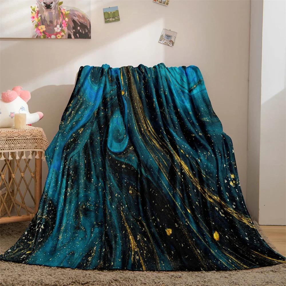 Marble Blanket Abstract Geometric Fleece Flannel Throw Blanket Soft Warm Lightweight Blanket for Couch Sofa Gift for Girls Boys