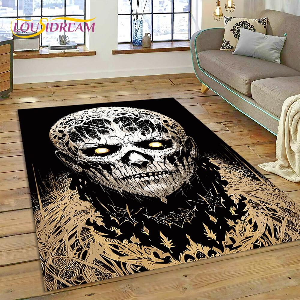 3D Horror Gothic Skull Skeleton Rug Carpet for Living Room Bedroom Decor,Floor Mat Non-slip Decoration for Sofa Doormat Gift Kid