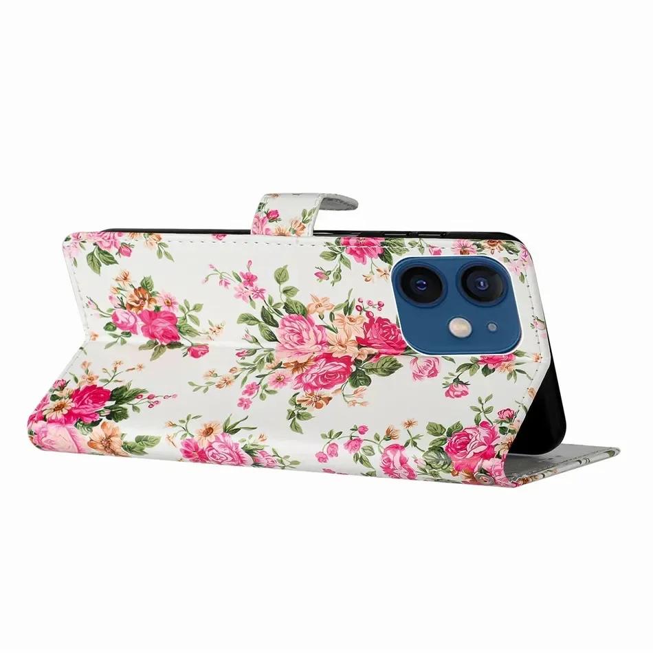 Sött Roseblomma Målat Fodral för Samsung Galaxy A22 A21S A15 A16 A17 A20 A20E A23 A24 A25 A26 A30 A30S A32 5G Plånbok Coque