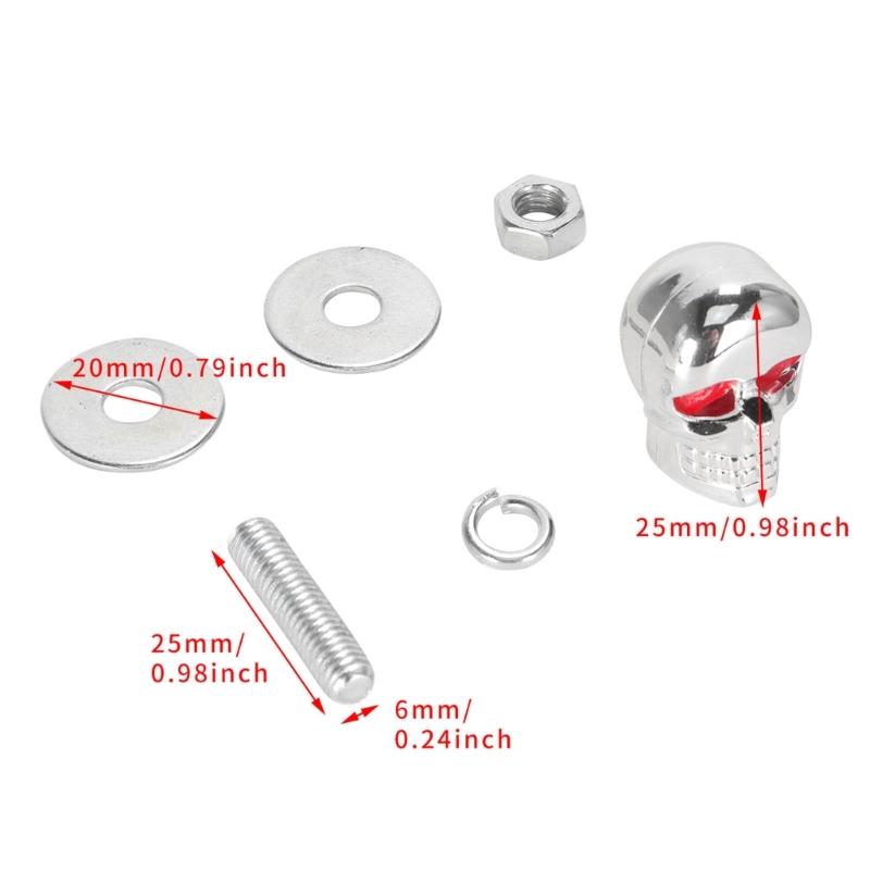 Pack Of 6 Universal Motorcycle License Plate Screws Skull Design Not Rusts Aluminum Strong Fasteners for Car Truck SUV