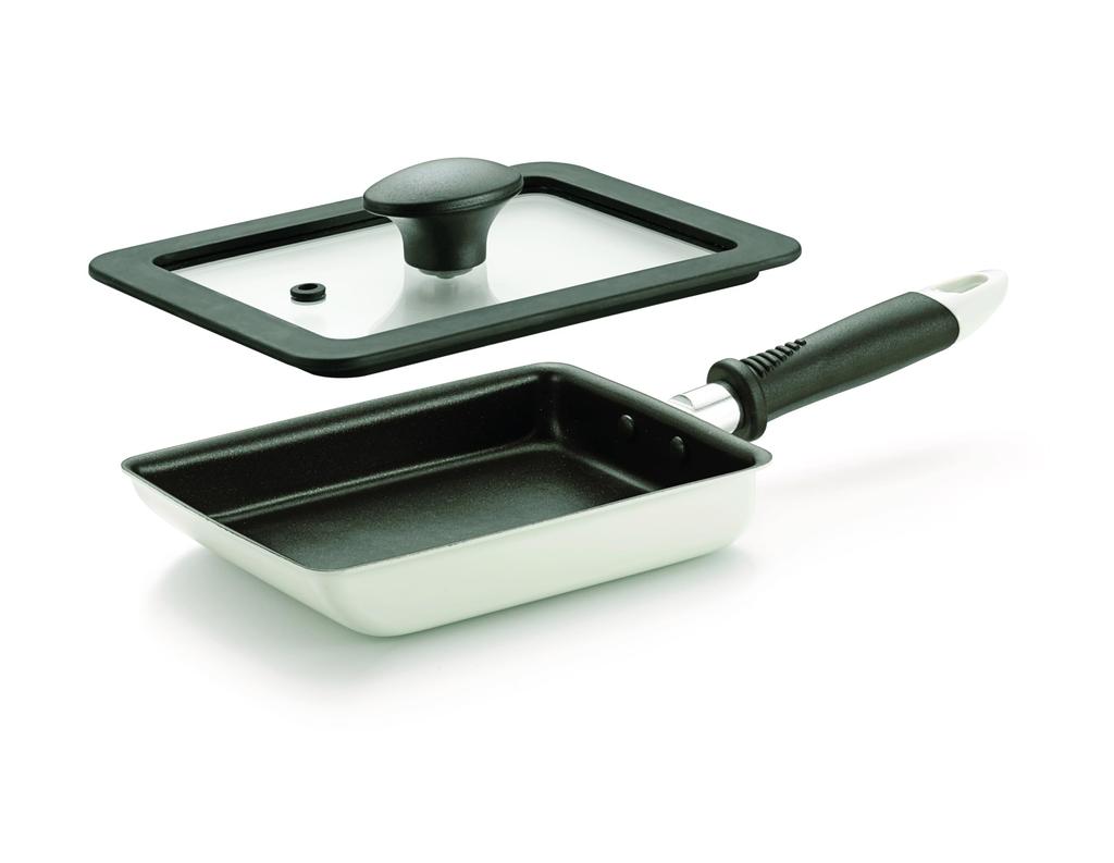 Hirosho Carina Omelet Frying Pan 13x18cm Non-Stick Glass Lid Induction