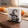 Decorative Napkin Organizer Halloween Wooden Holder, Ghost Pumpkin Tabletop Tissue Dispenser, Party Supplies Paper Storage for Holiday Dinner