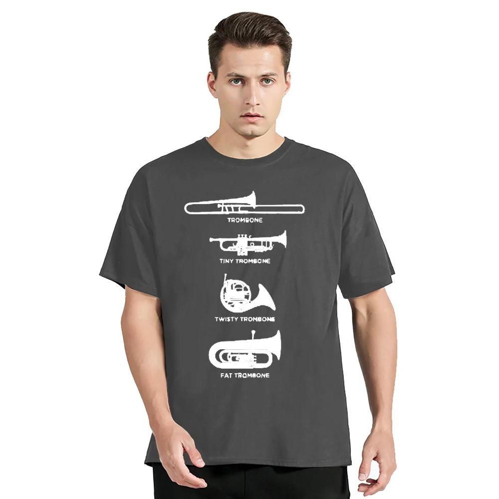 Symphony Music T Shirt Different Types Of Trombone Printed T-shirt Oversized Fitness Unisex Tops Cotton Tees Streetwear Graphic
