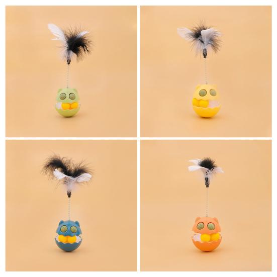 Spring Feather Cat Toy Wobbling Cat Teaser with Catnip Ball Interactive Ball Track Toy for Indoor Cats Boredom Relief Solo Entertainment
