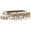 Vidaxl 13-Cz. Garden Furniture Set With Cushions, Beige, Poly Rattan