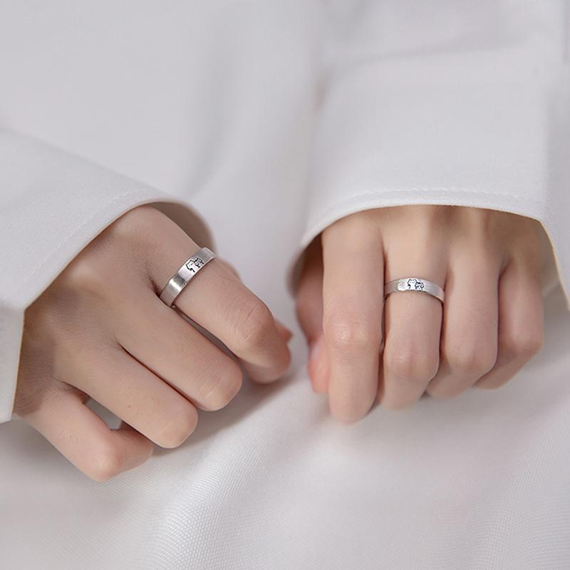1Pair Personality Kitten Couple Open Rings For Women Men Adjustable Finger Rings Romantic Lovers Anniversary Jewelry Gifts