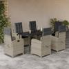 7-Cz. Garden Furniture Set With Cushions, Grey, PE Rattan