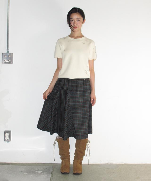 RONRON Starry Beads Short Sleeve Knit Ivory