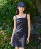 Adowl Dot Jacquard Ribon Mini Dress - Black