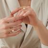 Women Ring Electroplating Eye-catching Golden Faux Pearl Finger Ring Jewelry Accessories