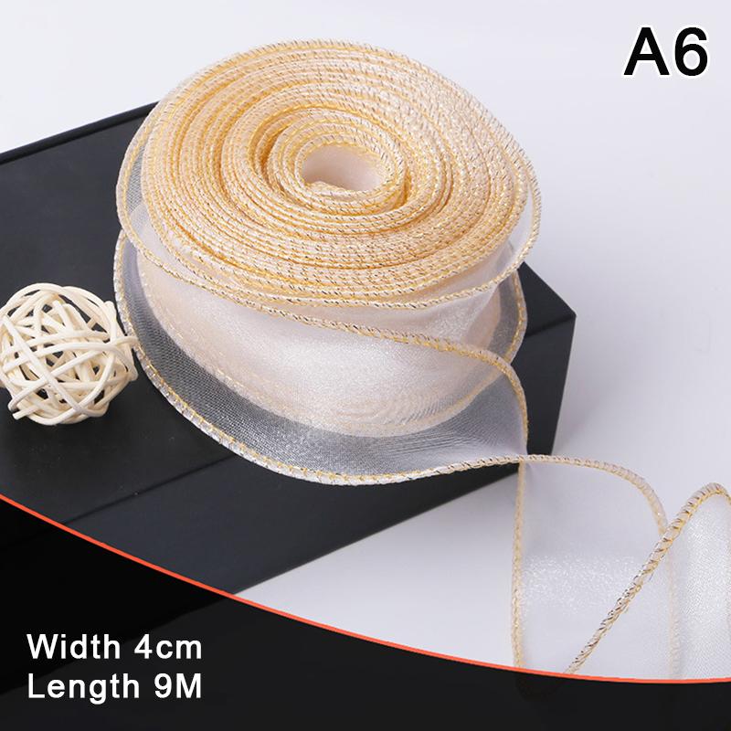 10 Yards/Rola Panglică din șifon transparentă Panglici din organza din satin pentru ambalaj de cadouri Decorare Buchete de nuntă Materiale de cusut coroană