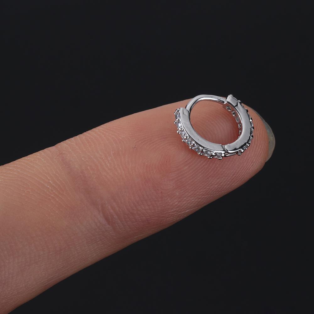 Cartilage Tragus Silver Gold Rosegold Nose Ring CZ Ear Piercing Huggie Hoop Earring Body Jewelry