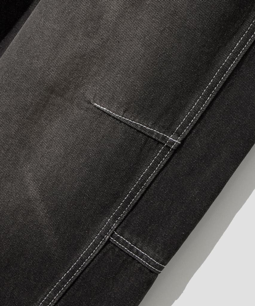 AGOD Curved Wash Cut-Out Wide Denim Pants [Dust Black]