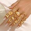 Geometric Ring Set Versatile Metal Line Winding Design Open Ring Niche High-end Women