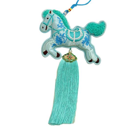 2026 Year of The Horse Charm Chinese New Year Hanging Pendant with Tassel Zodiac Horse Feng Shui Charm for Home Car Decor