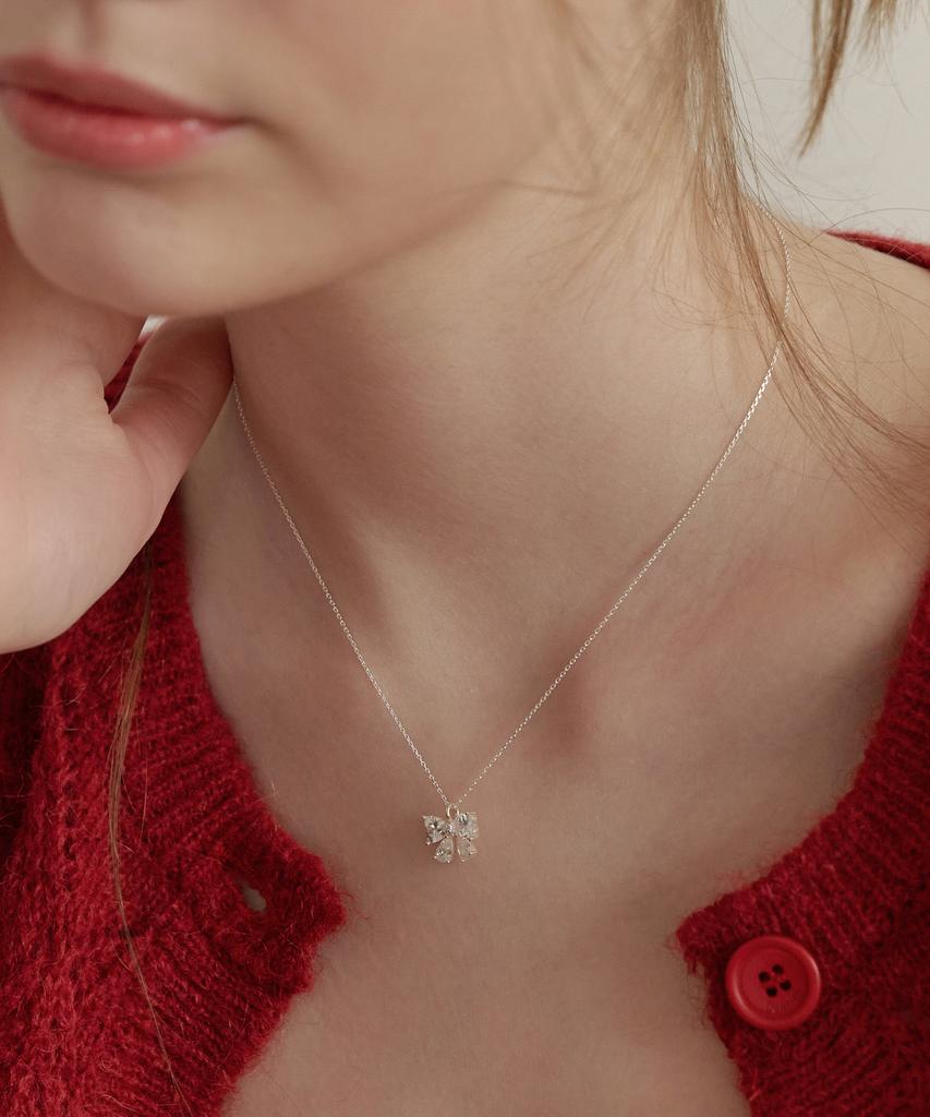 Tatiana (Silver 925) Twinkle Butterfly Ribbon Necklace Nz2180