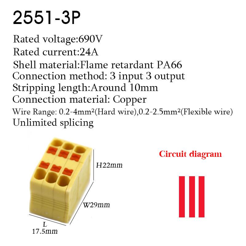 Push-In Wire Connectors Electrical Cable Terminal Block Multiple In/out DIN Rail Mount With Fixing Hole Spliceable DIY Connectio