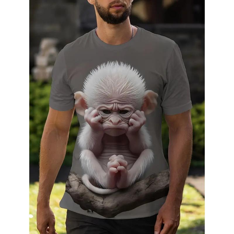 Fun Monkey 3D Print Sports  Breathable Men T-shirt Outdoor Street Loose Cosplay