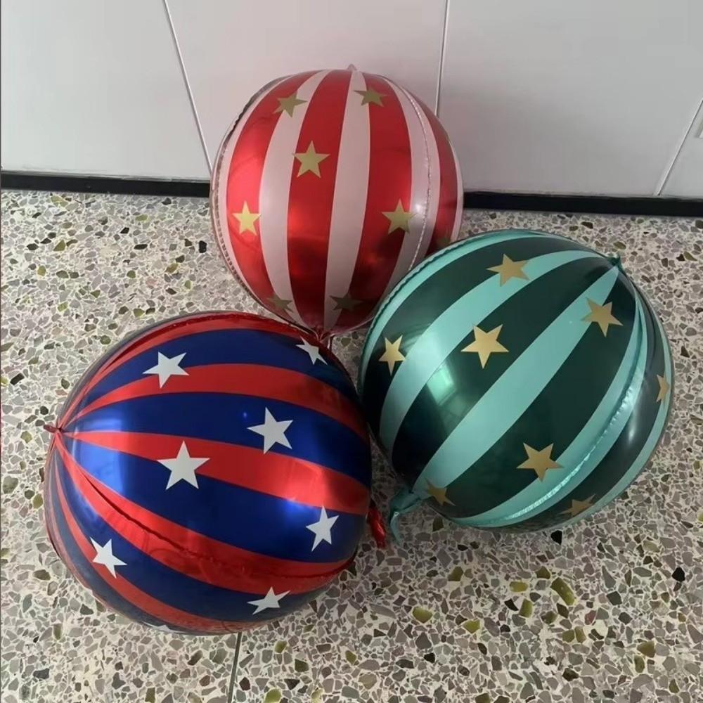 3pcs 2026 22inch Aluminum Film Balloon Large Striped Star 4D Balloon Decoration Balloons KTV Mall School