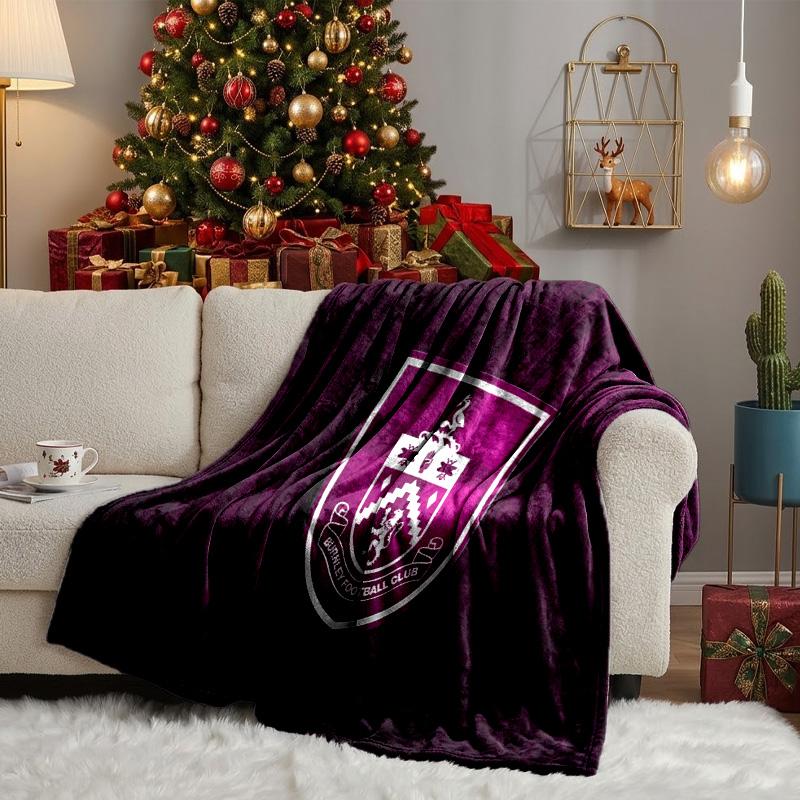 Burnley Football Club Throws Blanket Flannel Blankets Plush for Couch Bed Gifts for Men Women Travel Picnic Blanket Christmas Fan Gifts