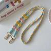 Cute Knitted Flower Lanyard Crossbody Shoulder Straps Keychain Key Ring Braided Rope With Replacement Patch Accessories