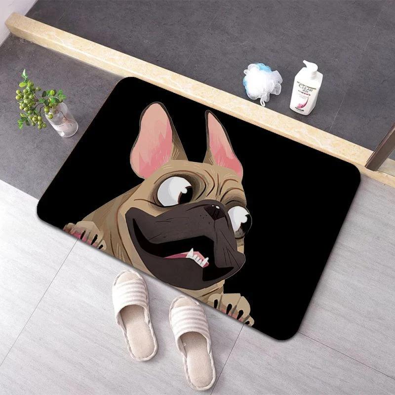 Pluche Zacht Antislip Absorberend INS Stijl Franse Bulldog Print Mat voor Badkamer Slaapkamer Wasruimte Vloerkleed Tapijt Woondecoratie