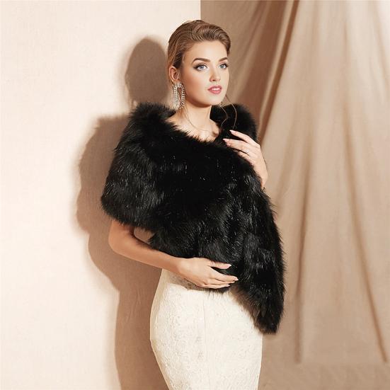 Yousheng Gown Shawl Soft Textured Plush Warm Scarf Evening Dress Cheongsam White Plush Autumn Winter Shawl Wrap