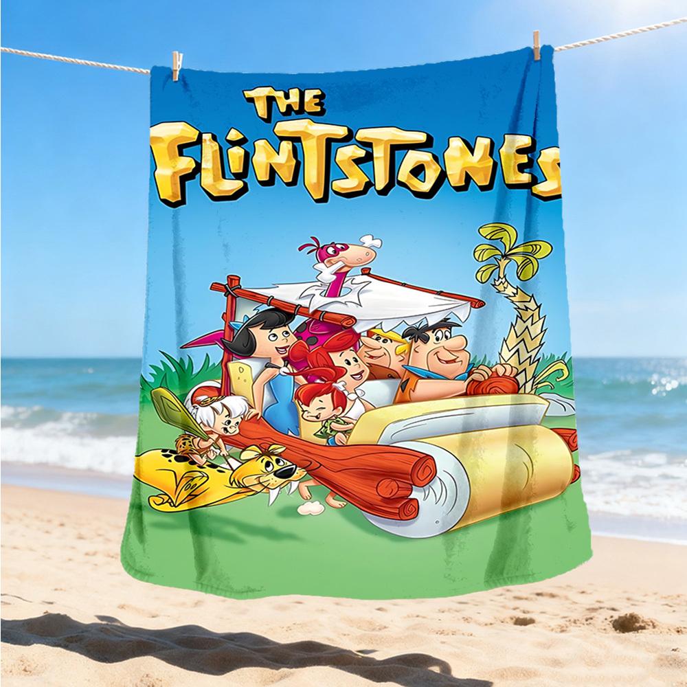 1pc Flintstones Outdoor Flannel Blanket Gift For Boys Girls Adults, Family Friends