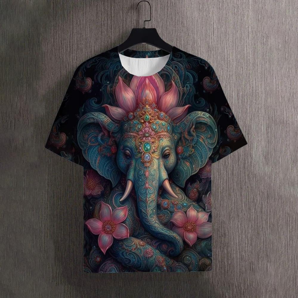 Men's T-Shirts Summer Animal Elephant Pattern 3D Print Tops Tees Women Streetwear Fashion Oversized T Shirt Men Clothing Tops