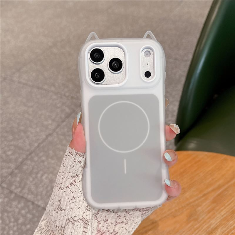 Applicable To iPhone17promax Mobile Phone Case 2-in-1 Jelly Magnetic Cat Ears Apple 16 Anti-drop Protective Case