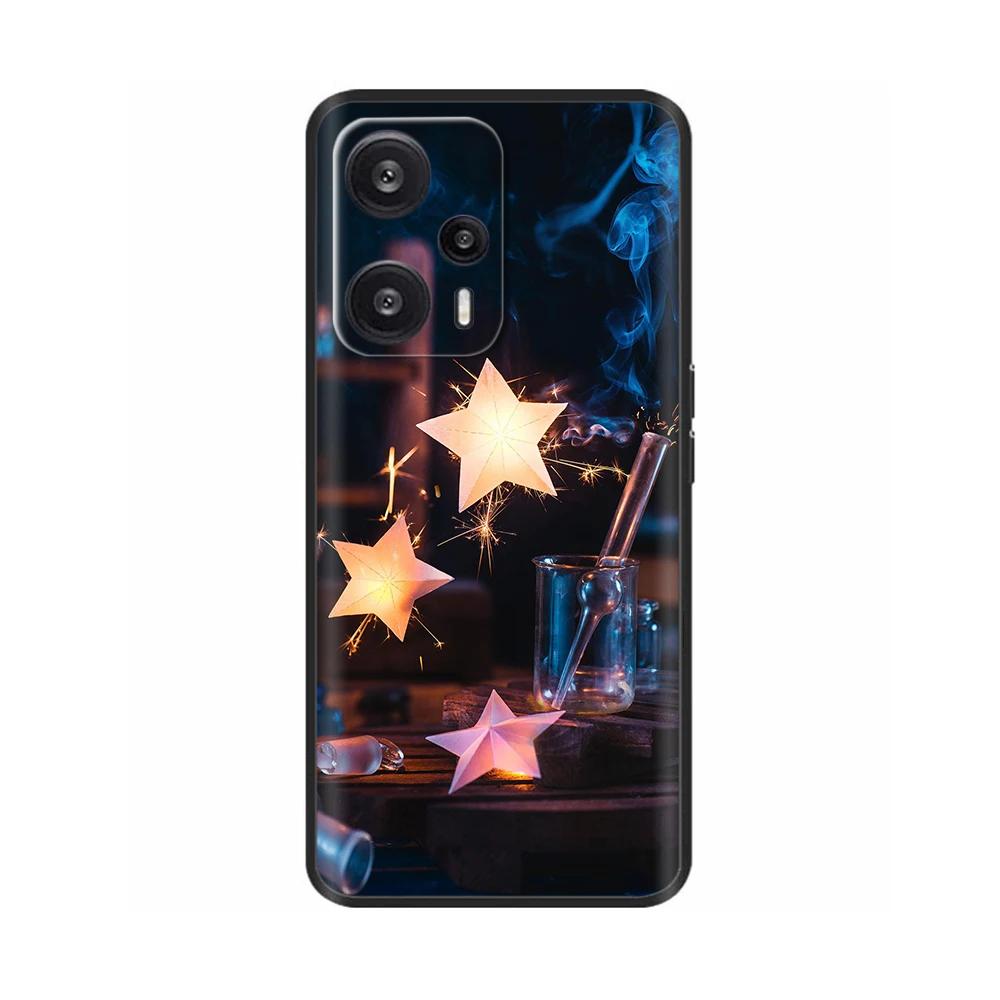 Black Silicone Case For Xiaomi Poco F5 Case For Poco F5 Pro Printed Phone Cover for Xiaomi Poco F5 5G PocoF5 Shockproof Shell