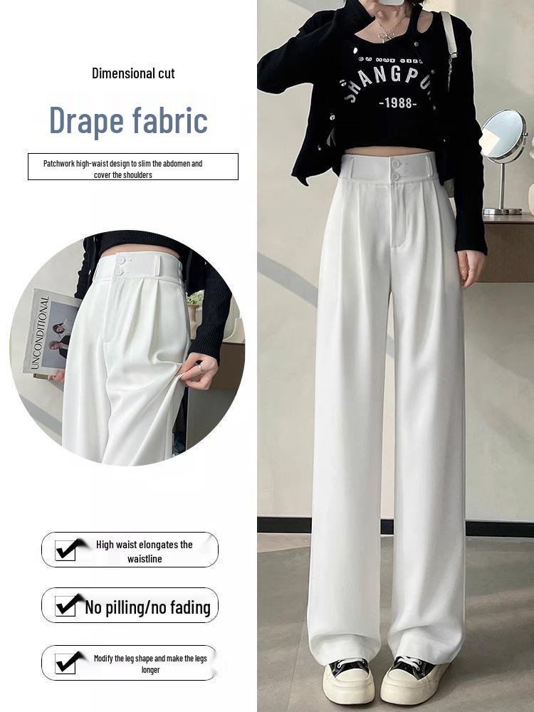 2026 Spring Women's High-Waisted Wide-Leg Suit Pants - New Style, Drapey, Straight-Leg