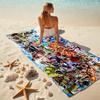 Classic Japanese element cartoon ONE PIECE Monkey D. Luffy beach towel outdoor camping vacation swimming beach towel outdoor absorbent bath towel Y6