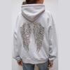 Pailletten Flügel Kapuzenpullover Damen Lässig Langarm Hoodies Damen Oberteil Damen Locker Streetwear