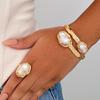 Meier Metal Irregular Baroque Pearl Bracelet, Ring, and Jewelry Set