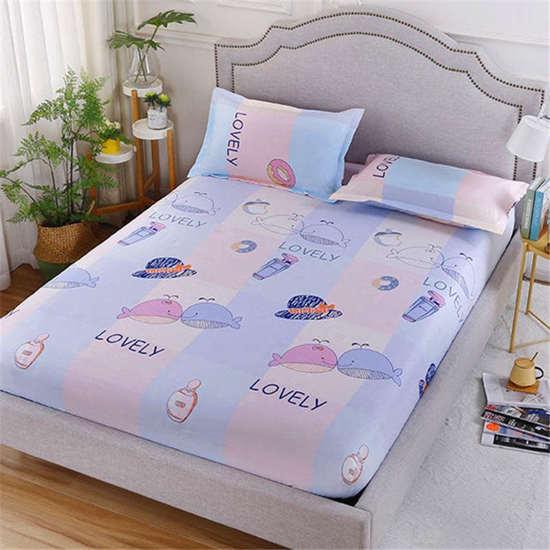 (Without Pillowcase)Fitted Sheet Mattress Cover with All-around Elastic Rubber Band Non Slip Dustproof Bed Sheet