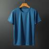 Summer Men Top Ice Silk Quick-drying Short Sleeves O Neck Loose Solid Color Thin Breathable Elastic Casual Pullover Daily Sport Top
