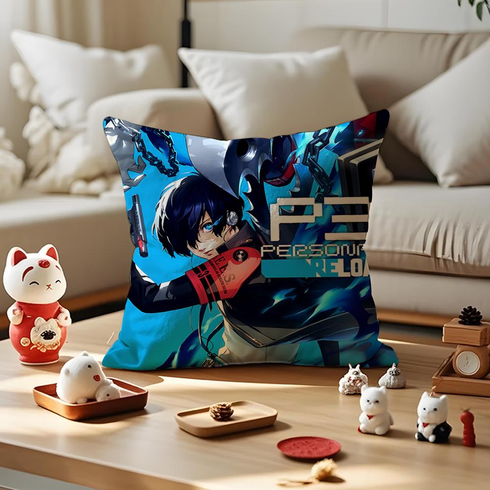 Game Cool PPersona Reload Cushion Cover Silky Short Plush with Invisible Zipper Dustproof Sofa Pillow Cover for Home Decor