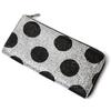 VIA DOAN Damen Schlanke L-förmige Reißverschluss Lange Geldbörse, Echtes Leder, Polka-Dot-Muster, Hergestellt in Japan [Keine. 561]