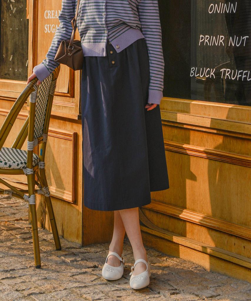 Pigment Flower Color Block Button Skirt (Kysk2511052)