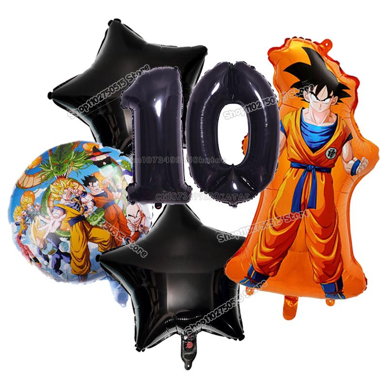 Anime Son Goku Kids Birthday Decoration Dragons Ball Number Balloons Collection Boy Girl Party Favor Cartoon Baby Shower Birthday Decor
