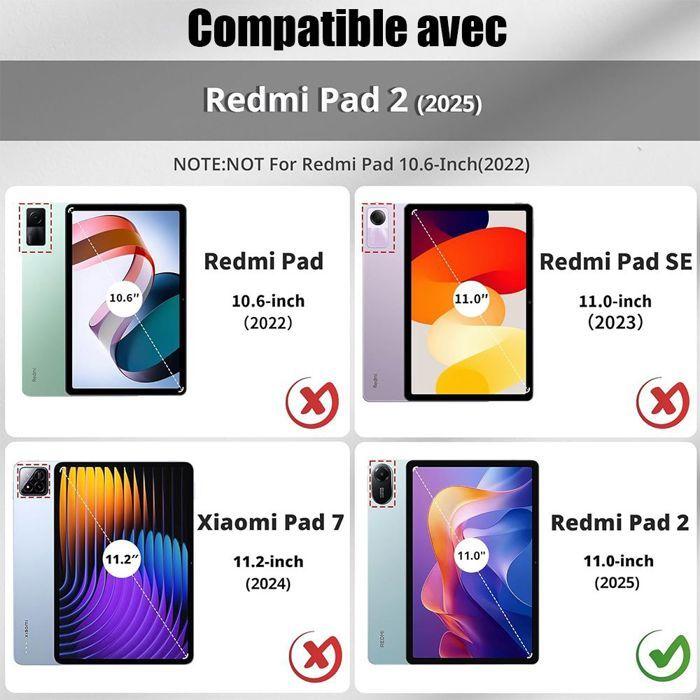 Coque pour Xiaomi Redmi Pad 2 11 Pouces 2025, Protection Anti-Rayrues Cuir PU Vert