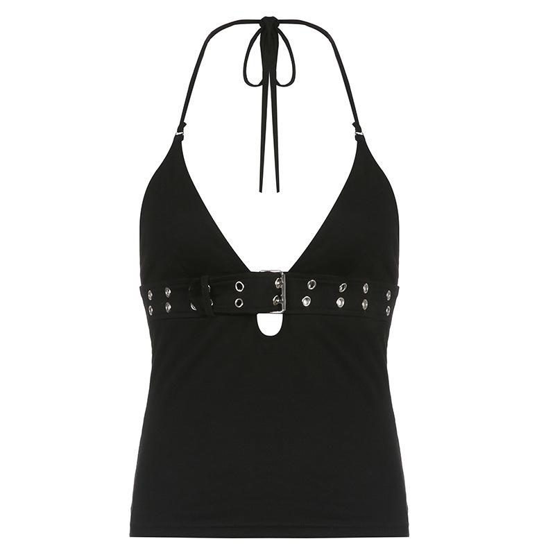 Street Style Djupt V-ringad HALTER Crop Top