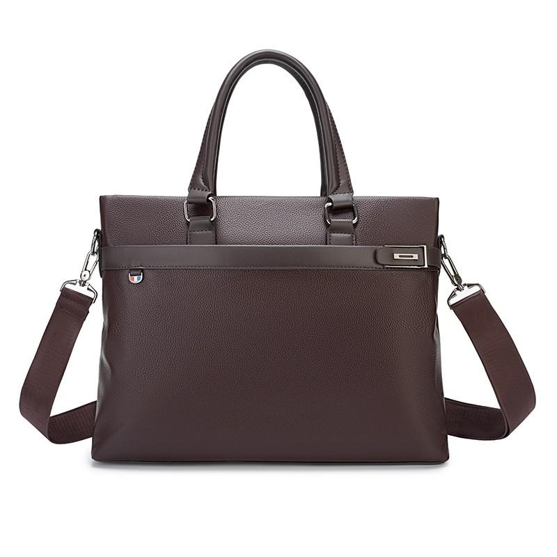 Mens PU Leather Business Briefcase Messenger Bag With Laptop Compartment 14 Inch Waterproof Commuter Shoulder